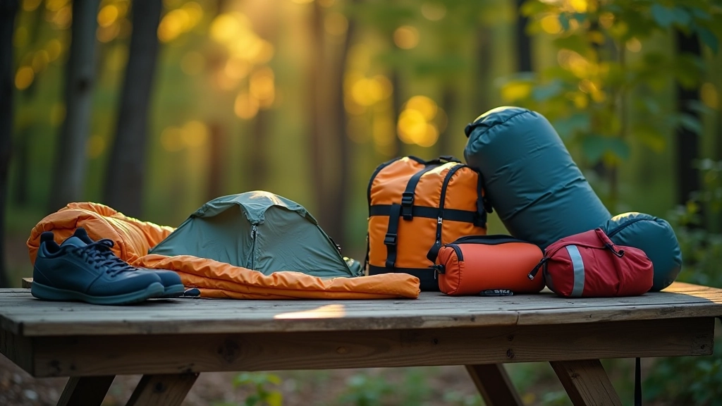 Camping gear laid out for inspection